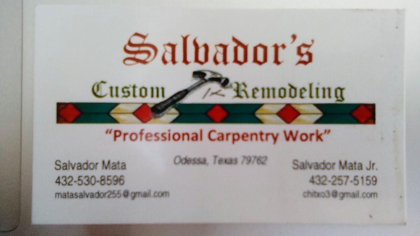 Salvador's Custom Remodeling "Professional Carpentry Work" logo